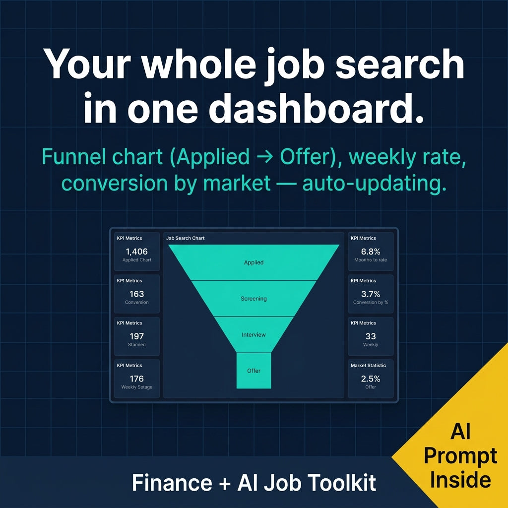 Finance Job Search Tracker | All-in-One Excel Toolkit