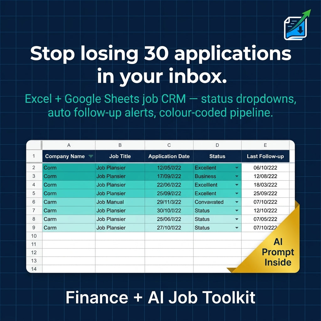 Finance Job Search Tracker | All-in-One Excel Toolkit